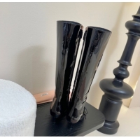 Top Design Miu Miu Patent Leather Low Heel High Boots with Buckle Black 2025 MIU082603 50826023