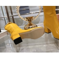 Most Popular Miu Miu Nappa Leather Heel High Boots 6cm with Buckle Yellow 5W548E 0826029