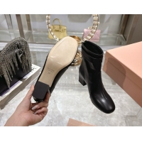 Shop Duplicate Miu Miu Nappa Leather Heel Ankle Boots 6cm with Buckle Black 5W548E 0826030