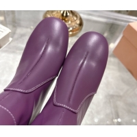 Popular Style Miu Miu Nappa Leather Heel Ankle Boots 6cm with Buckle Purple 5W548E 50826031