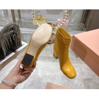 Big Discount Miu Miu Nappa Leather Heel Ankle Boots 6cm with Buckle Yellow 5W548E 0826032
