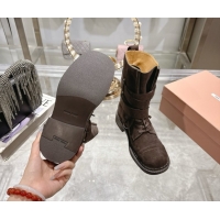 Discount Miu Miu Suede Ankle Boots 3.5cm with Buckle Brown MIU082604 50826035