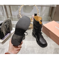 Duplicate Miu Miu Leather Ankle Boots 3.5cm with Buckle Black MIU082604 50826037