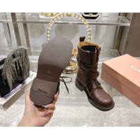 Cheap Price Miu Miu Leather Ankle Boots 3.5cm with Buckle Brown MIU082604 0826038