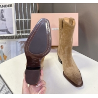 Hot Style Miu Miu Suede Heel Ankle Boots 5cm Beige MIU082605 0826039