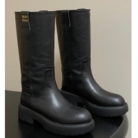 Perfect Miu Miu Leather Platform Short Boots Black MIU082606 50826044