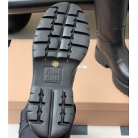 Perfect Miu Miu Leather Platform Short Boots Black MIU082606 50826044