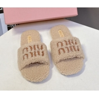 Fashion Luxury Miu Miu Shearling Flat Slides Sandal 2025 MIU082608 50826054