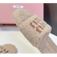 Fashion Luxury Miu Miu Shearling Flat Slides Sandal 2025 MIU082608 50826054