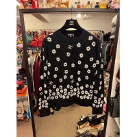Well Crafted Cheap Chanel Sweater Floral Knit CH5794 Black 2025