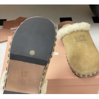 Grade Miu Miu Suede and Wool Clogs Mules Beige 0826057
