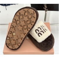 Good Quality Miu Miu Shearling Platform Slides Sandal White/Brown MIU082609 0826061