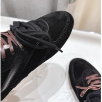 Charming Miu Miu Gymnasium Sneakers in Suede and Wool Black 1024082