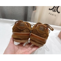 Cheap Price Miu Miu Gymnasium Sneakers in Suede Leather Brown 1024084