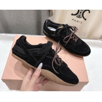 Unique Style Miu Miu Gymnasium Sneakers in Suede Leather Black 1024085