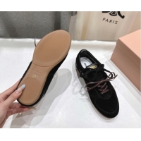 Unique Style Miu Miu Gymnasium Sneakers in Suede Leather Black 1024085