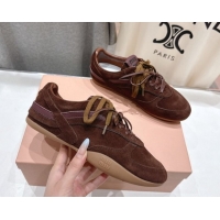 Best Product Miu Miu Gymnasium Sneakers in Suede Leather Dark Brown 1024086