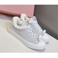 Hot Style Miu Miu Suede and Wool Sneakers with Bow Grey 1024089