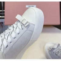 Hot Style Miu Miu Suede and Wool Sneakers with Bow Grey 1024089