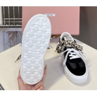 Buy Luxury Miu Miu Suede and Leather Sneakers 4.5cm with Double Lace Black 1024095