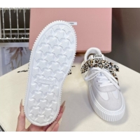 Stylish Miu Miu Suede and Leather Sneakers 4.5cm with Double Lace Grey 1024097