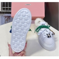 Good Quality Miu Miu Suede and Wool Platform Sneakers 4.5cm with Charm Grey 1024099