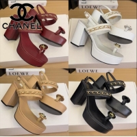 ​Market Sells Chanel Slide Sandal Heel 11cm With Buckle Strap CH8523 Beige 2025