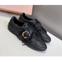Stylish Miu Miu Leather Sneakers with Buckle Black 5E549E 1024105