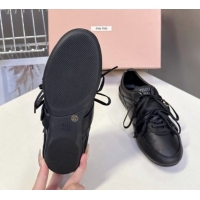 Stylish Miu Miu Leather Sneakers with Buckle Black 5E549E 1024105