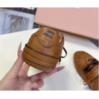 Best Grade Miu Miu Leather Sneakers with Buckle Brown 5E549E 1024106