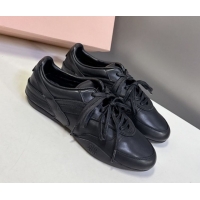 Sophisticated Miu Miu Gymnasium Leather Sneakers Black MM102401 1024107