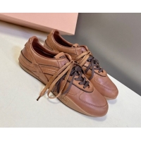 Purchase Miu Miu Gymnasium Leather Sneakers Brown MM102401 1024108