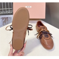 Purchase Miu Miu Gymnasium Leather Sneakers Brown MM102401 1024108
