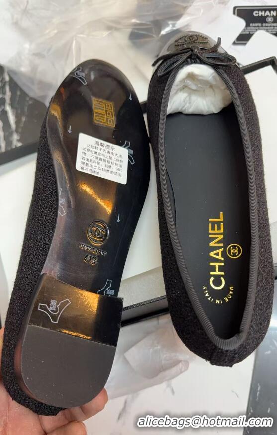 Grade Quality Chanel Tweed & Patent Calfskin Ballet Flats Black 7230032
