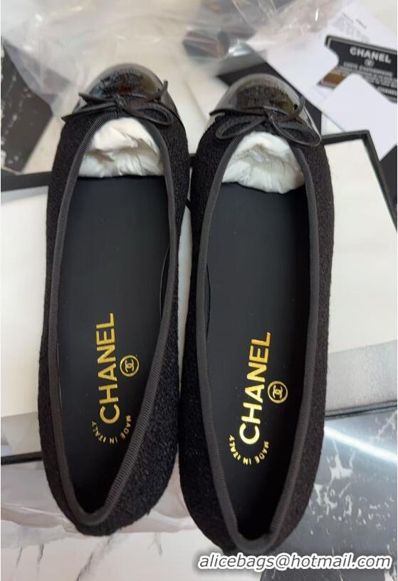 Grade Quality Chanel Tweed & Patent Calfskin Ballet Flats Black 7230032