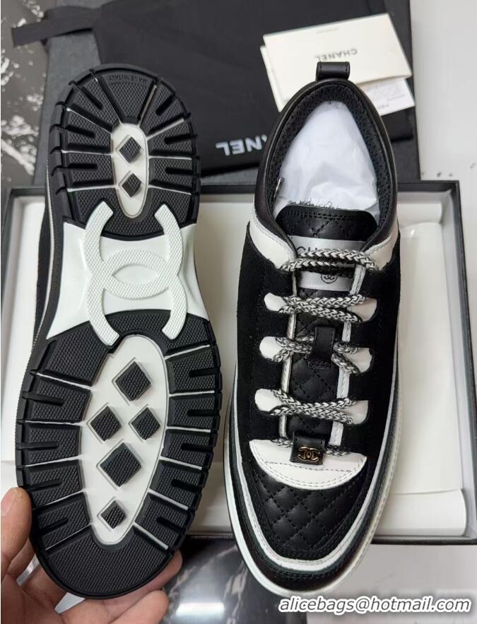 Classic Hot Chanel Suede and Calfskin Sneakers Black 0102011