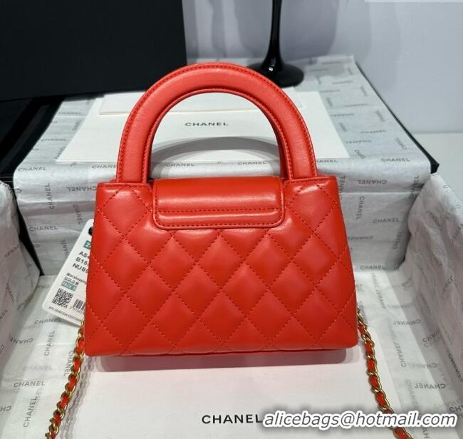 Shop Discount Chanel Shiny Calfskin Mini Kelly Shopping Bag AS4416 Red 2025