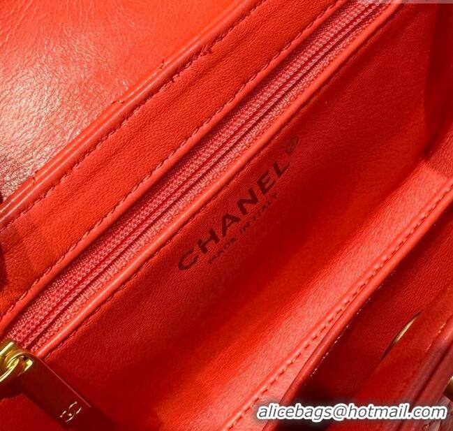 Shop Discount Chanel Shiny Calfskin Mini Kelly Shopping Bag AS4416 Red 2025