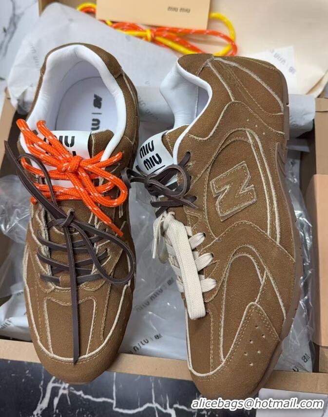 Luxury Cheap New Balance x Miu Miu 530 Sneakers in Suede Brown 0603133
