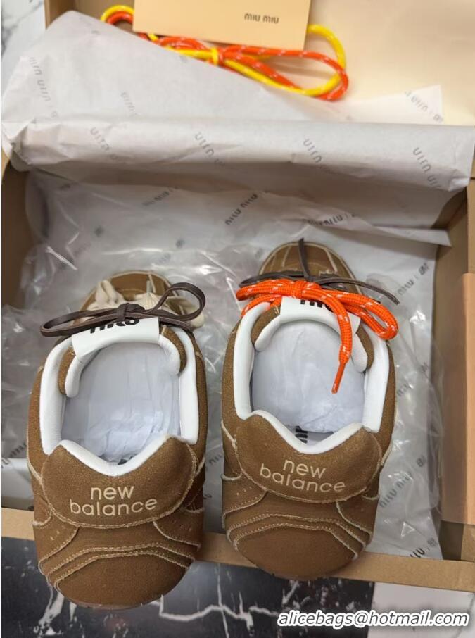 Luxury Cheap New Balance x Miu Miu 530 Sneakers in Suede Brown 0603133