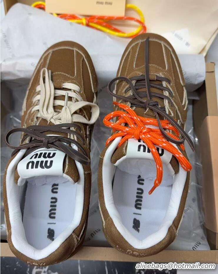 Luxury Cheap New Balance x Miu Miu 530 Sneakers in Suede Brown 0603133