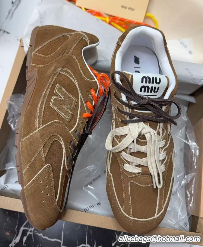 Luxury Cheap New Balance x Miu Miu 530 Sneakers in Suede Brown 0603133