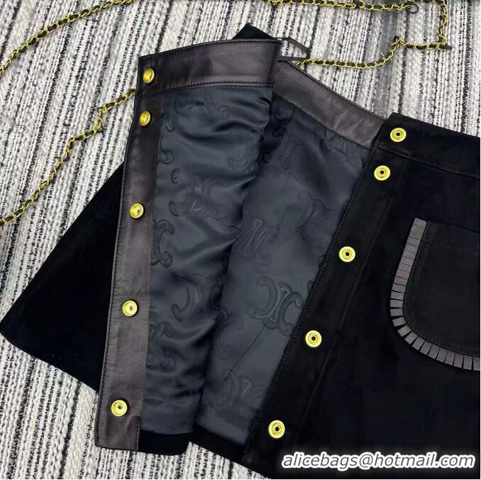 ​Original Cheap Celine Mini Skirt In Suede C8912 Black 2025