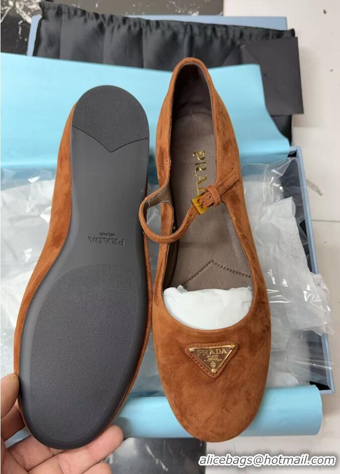 Big Discount Prada Suede ballerinas flat Brown 2025 1F793N