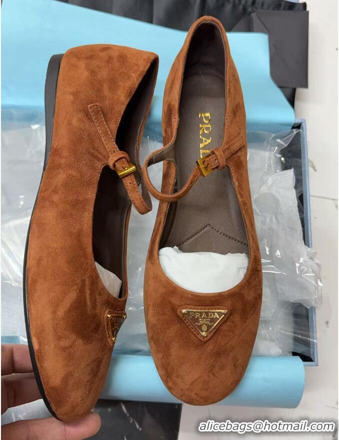 Big Discount Prada Suede ballerinas flat Brown 2025 1F793N