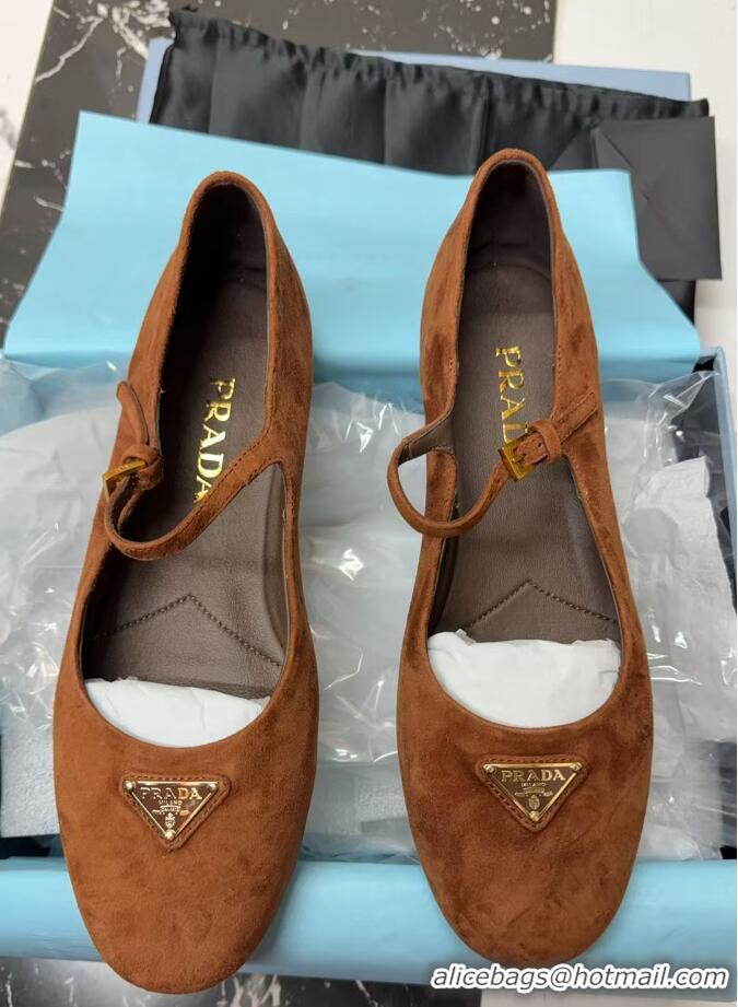 Big Discount Prada Suede ballerinas flat Brown 2025 1F793N