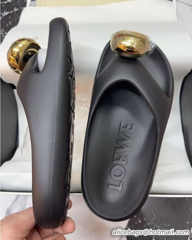 ​Top Design Loewe Paula's Lbiza Foam Pebble PVC Slides 57101 Black/Gold