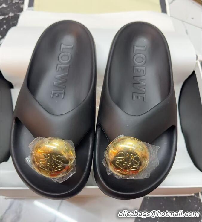 ​Top Design Loewe Paula's Lbiza Foam Pebble PVC Slides 57101 Black/Gold