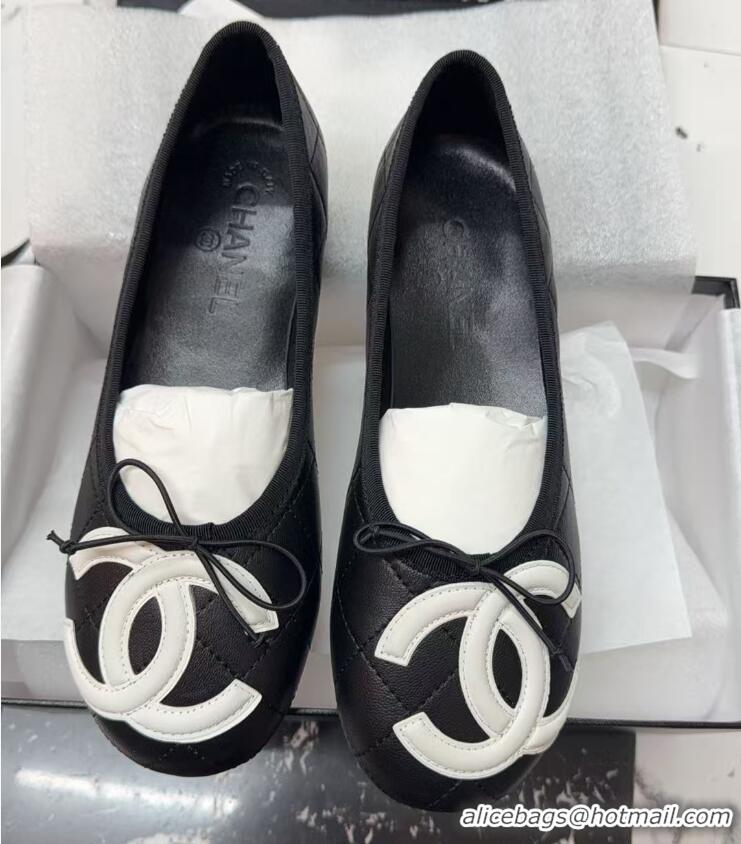 ​Top Quality Chanel Cambon Quilted Leather Cambon Ballet Flats CH4471 Black/White 2025