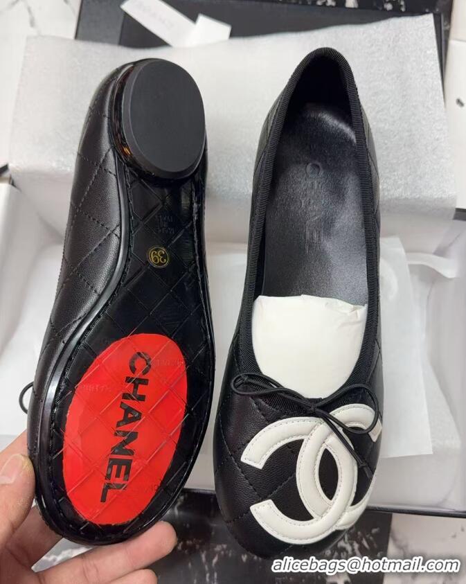 ​Top Quality Chanel Cambon Quilted Leather Cambon Ballet Flats CH4471 Black/White 2025